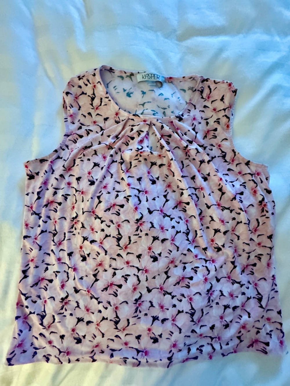 Kasper Pink Floral Keyhole Neck Camisole